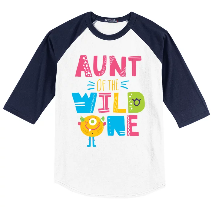 Aunt Of The Wild One Year Old First Birthday Meaningful Gift Baseball Sleeve Shirt