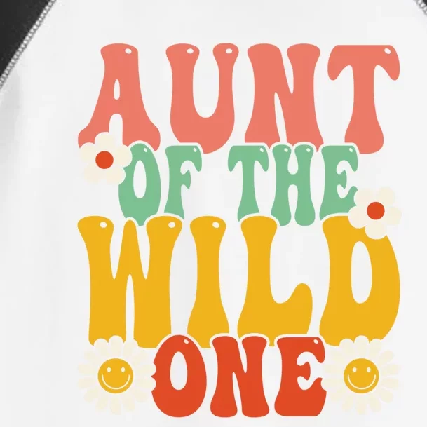 Aunt Of The Wild One Zoo Animal 1st Birthday Retro Groovy Funny Gift Toddler Fine Jersey T-Shirt