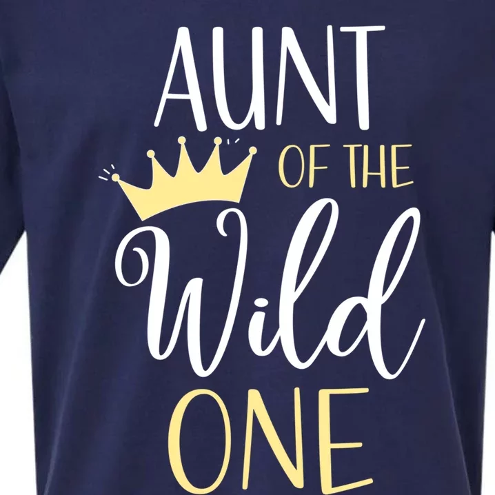 Aunt Of The Wild One First Birthday Matching Family Funny Gift Sueded Cloud Jersey T-Shirt