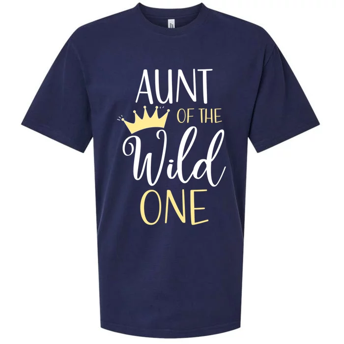 Aunt Of The Wild One First Birthday Matching Family Funny Gift Sueded Cloud Jersey T-Shirt