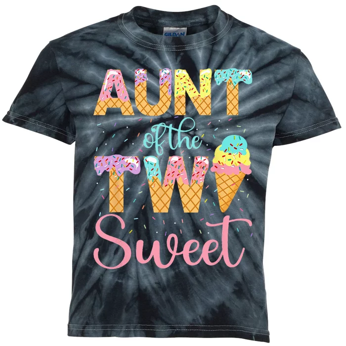 Aunt Of The Two Sweet Birthday Girl Ice Cream 2nd Kids Tie-Dye T-Shirt