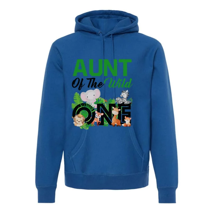 Aunt Of The Wild One Zoo Birthday Safari Jungle Animal Cute Gift Premium Hoodie