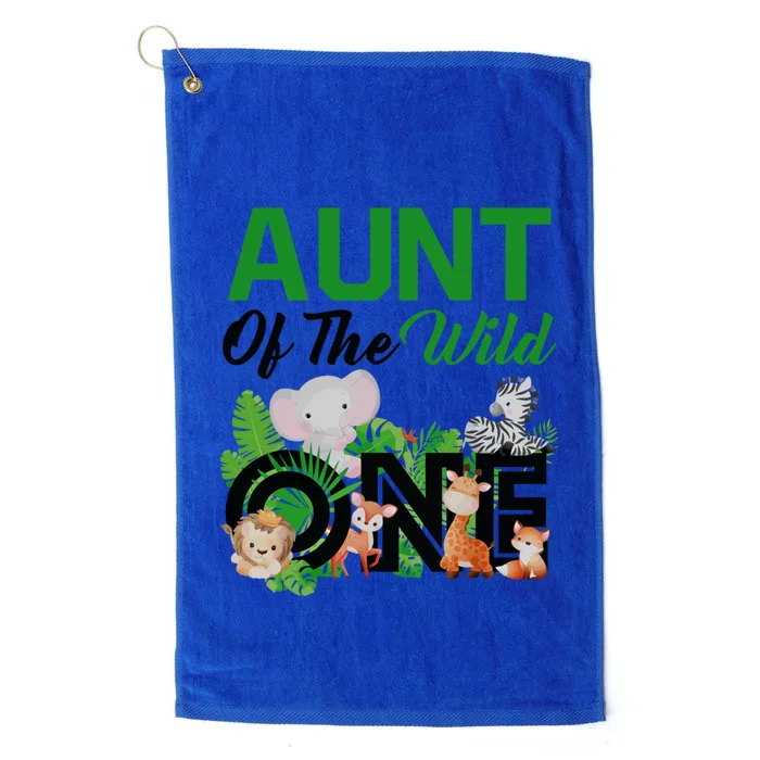 Aunt Of The Wild One Zoo Birthday Safari Jungle Animal Cute Gift Platinum Collection Golf Towel