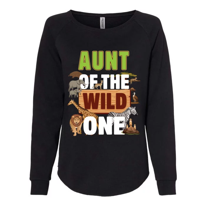 Aunt Of The Wild One Zoo Birthday Safari Jungle Animal Gift Womens California Wash Sweatshirt