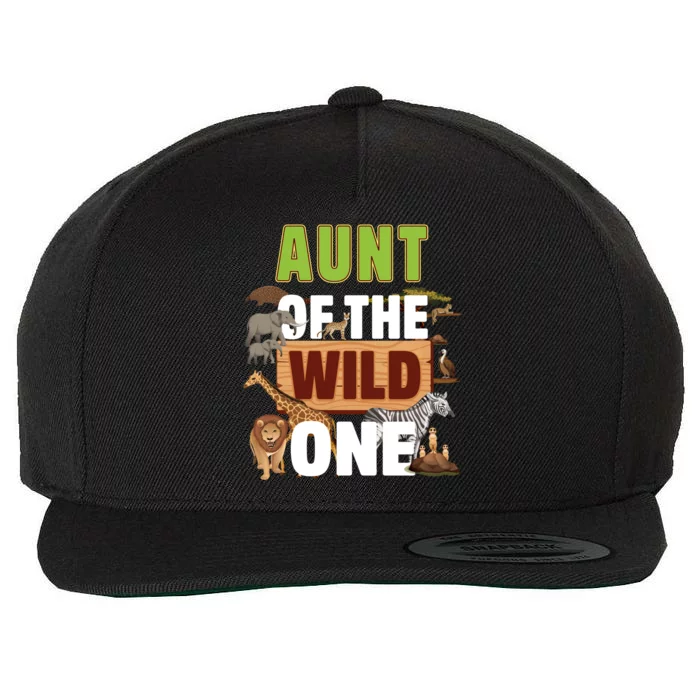 Aunt Of The Wild One Zoo Birthday Safari Jungle Animal Gift Wool Snapback Cap