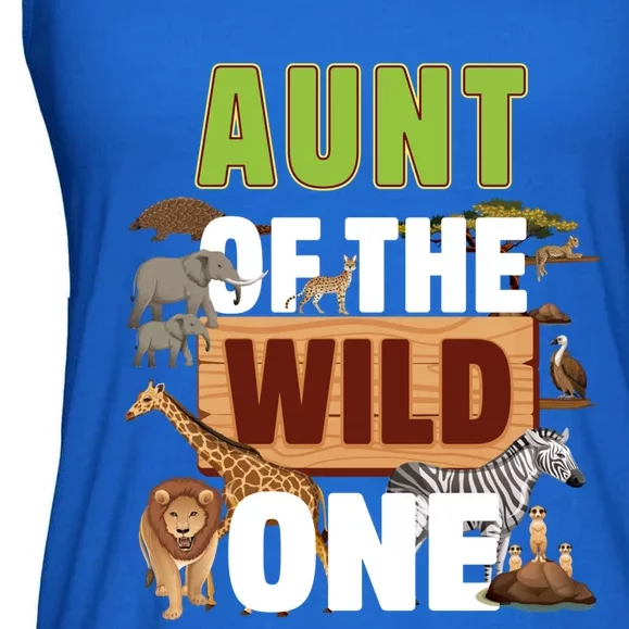 Aunt Of The Wild One Zoo Birthday Safari Jungle Animal Gift Ladies Essential Flowy Tank