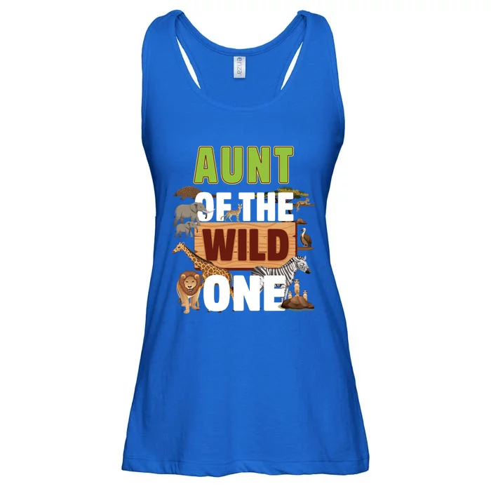 Aunt Of The Wild One Zoo Birthday Safari Jungle Animal Gift Ladies Essential Flowy Tank