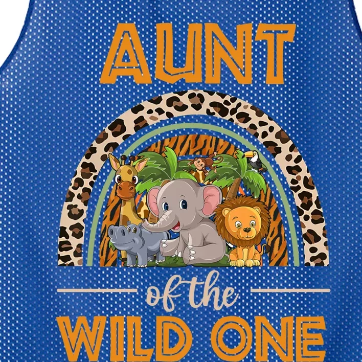 Aunt Of The Wild One Zoo Birthday Safari Jungle Animal Gift Mesh Reversible Basketball Jersey Tank