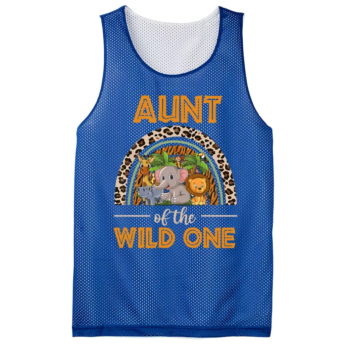 Aunt Of The Wild One Zoo Birthday Safari Jungle Animal Gift Mesh Reversible Basketball Jersey Tank