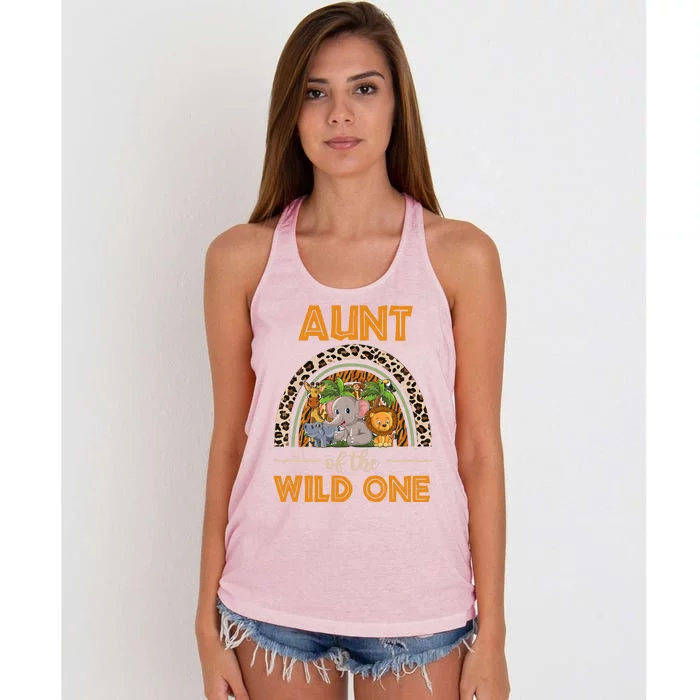 Aunt Of The Wild One Zoo Birthday Safari Jungle Animal Gift Women's Knotted Racerback Tank