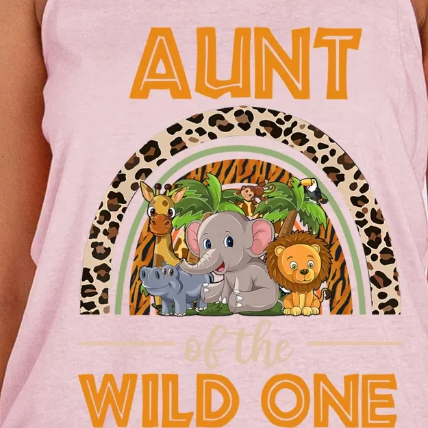 Aunt Of The Wild One Zoo Birthday Safari Jungle Animal Gift Women's Knotted Racerback Tank