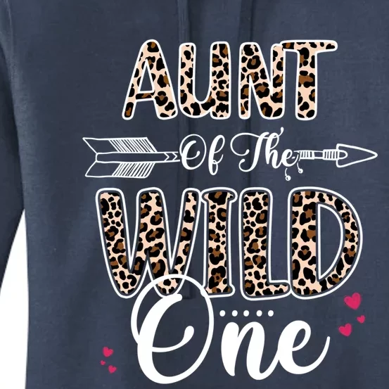 Aunt Of The Wild One Zoo Themed Leopard 1st Birthday Party Great Gift Women's Pullover Hoodie