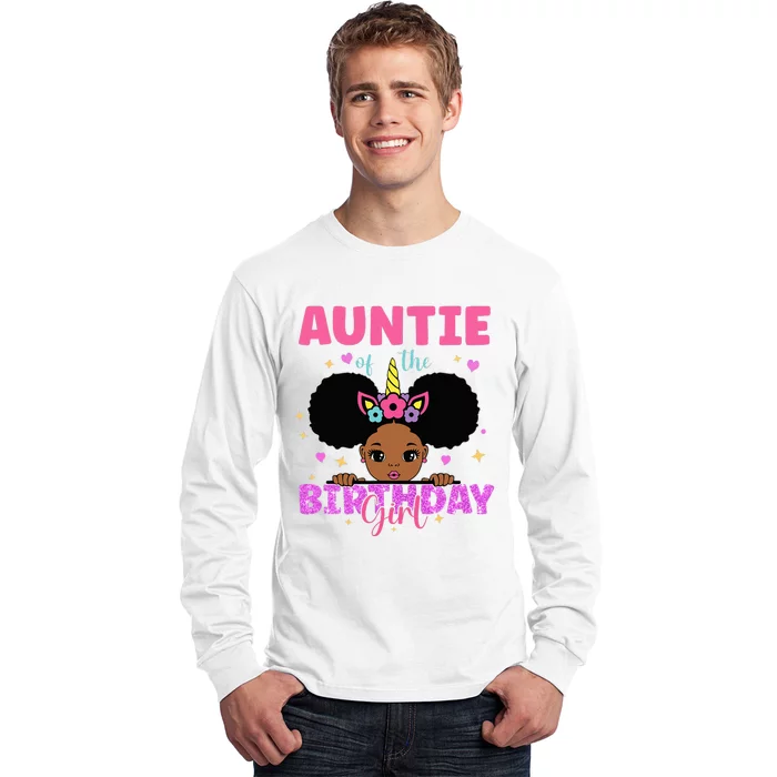 Auntie Of The Birthday Girl Melanin Afro Unicorn Princess Long Sleeve Shirt