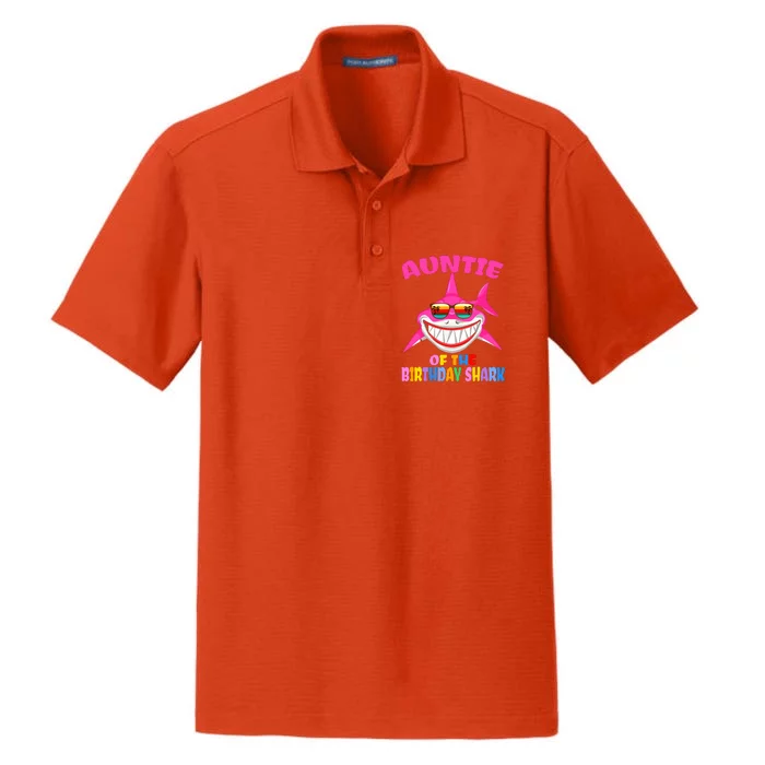 Auntie Of The Baby Birthday Shark Auntie Shark Halloween Day Dry Zone Grid Performance Polo