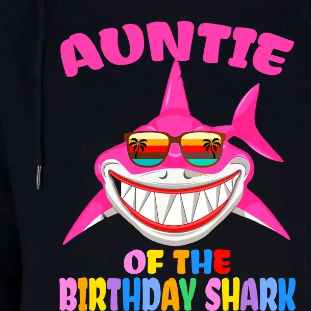 Auntie Of The Baby Birthday Shark Auntie Shark Halloween Day Womens Funnel Neck Pullover Hood