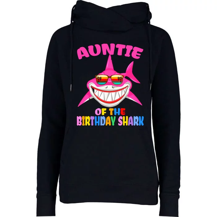 Auntie Of The Baby Birthday Shark Auntie Shark Halloween Day Womens Funnel Neck Pullover Hood