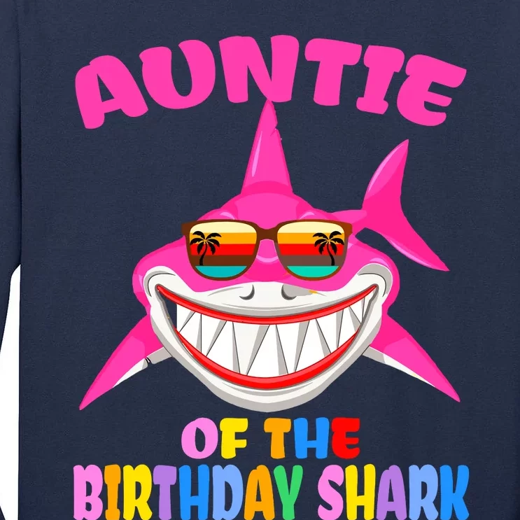 Auntie Of The Baby Birthday Shark Auntie Shark Halloween Day Tall Long Sleeve T-Shirt