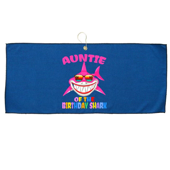 Auntie Of The Baby Birthday Shark Auntie Shark Halloween Day Large Microfiber Waffle Golf Towel