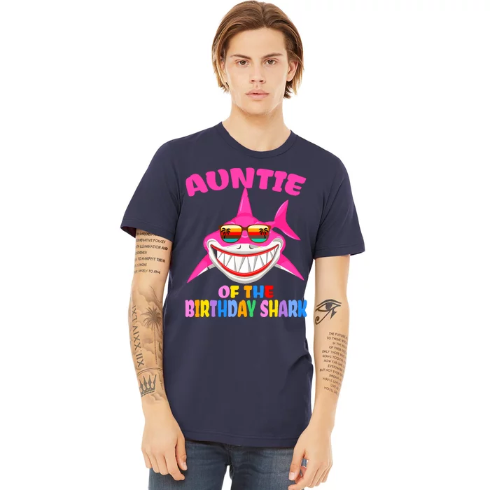 Auntie Of The Baby Birthday Shark Auntie Shark Halloween Day Premium T-Shirt