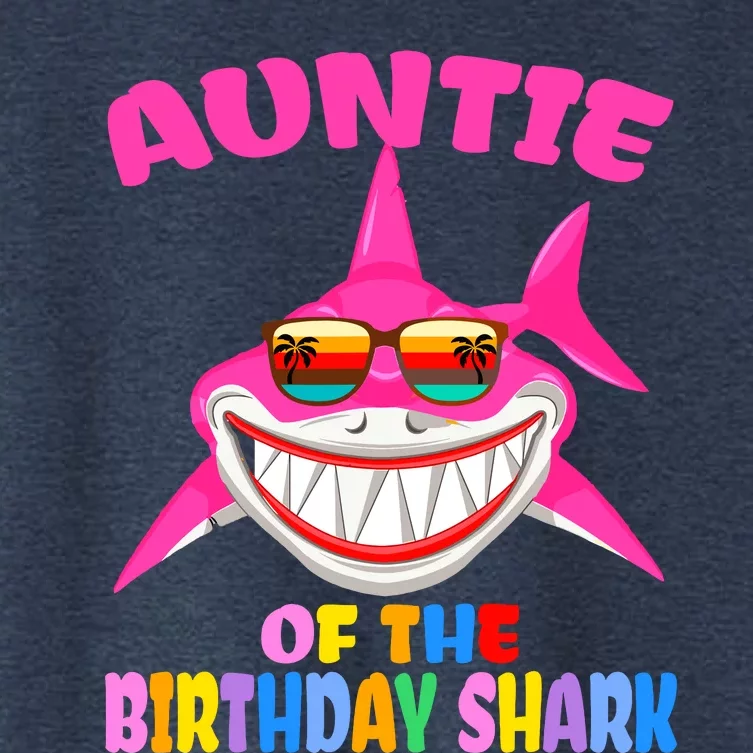 Auntie Of The Baby Birthday Shark Auntie Shark Halloween Day Women's Crop Top Tee