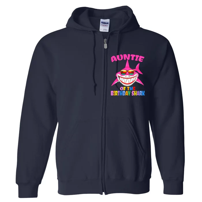 Auntie Of The Baby Birthday Shark Auntie Shark Halloween Day Full Zip Hoodie