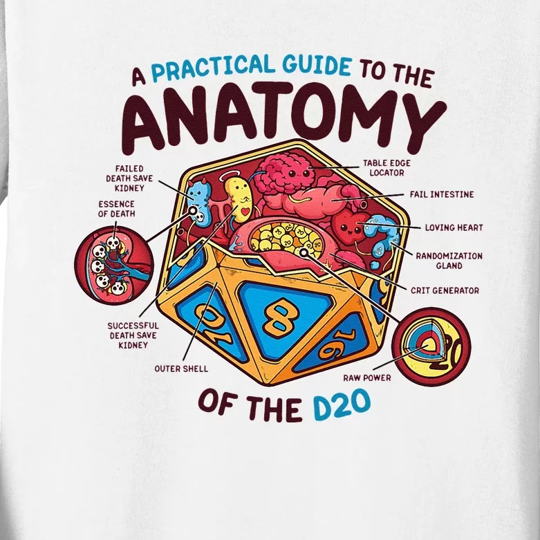 Anatomy Of The D20 Polyhedral 20 Sided Dice Funny RPG Kids Long Sleeve Shirt