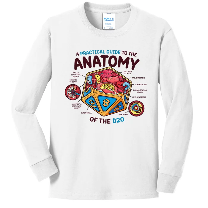 Anatomy Of The D20 Polyhedral 20 Sided Dice Funny RPG Kids Long Sleeve Shirt