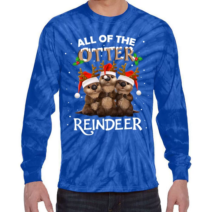 All Of The Otter Reindeer Christmas Funny Cute Gift Tie-Dye Long Sleeve Shirt