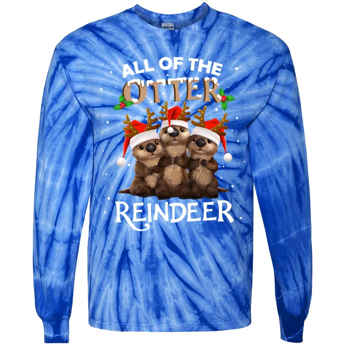 All Of The Otter Reindeer Christmas Funny Cute Gift Tie-Dye Long Sleeve Shirt