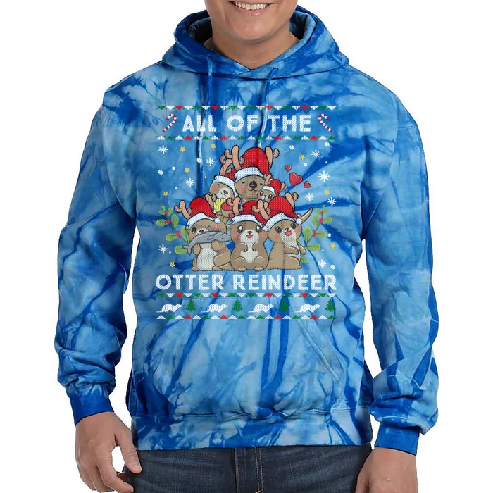 All Of The Otter Reindeer Ugly Christmas Sweater Gift Tie Dye Hoodie