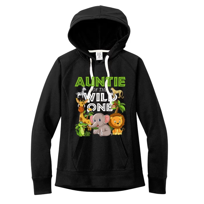 Auntie Of The Wild One Zoo Safari Jungle Animals Lover Women's Fleece Hoodie