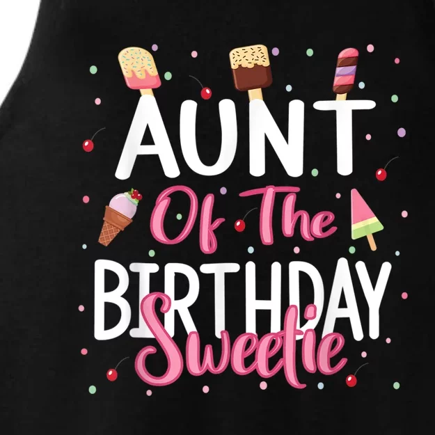 Aunt Of The Birthday Sweetie Girl Ice Cream Theme Party Ladies Tri-Blend Wicking Tank