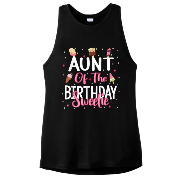 Aunt Of The Birthday Sweetie Girl Ice Cream Theme Party Ladies Tri-Blend Wicking Tank