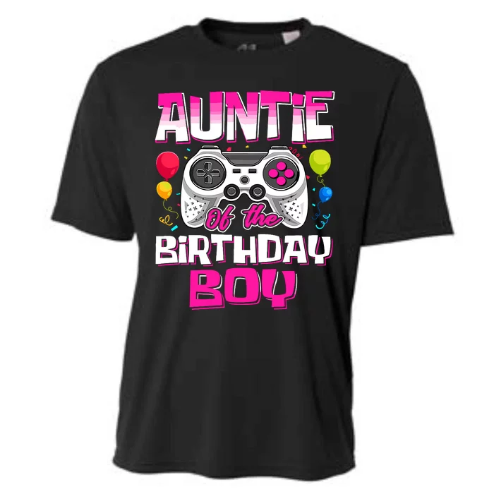 Auntie Of The Birthday Boy Matching Video Gamer Birthday Cooling Performance Crew T-Shirt