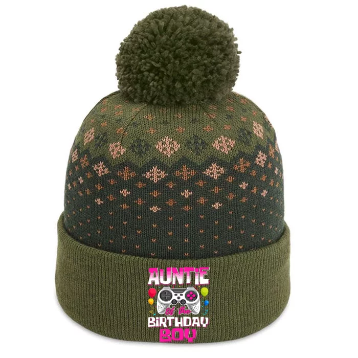 Auntie Of The Birthday Boy Matching Video Gamer Birthday The Baniff Cuffed Pom Beanie