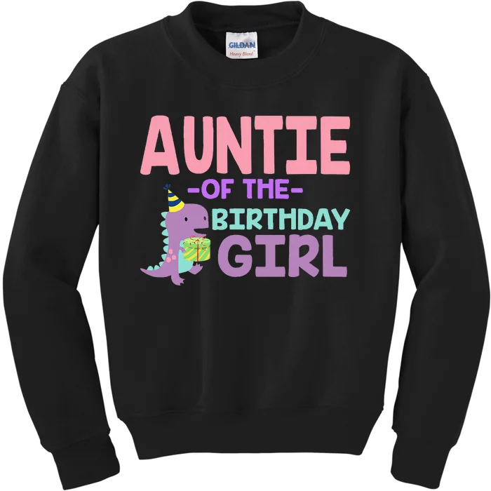 Auntie of The Birthday For Saurus Rex Dinosaur Party Kids Sweatshirt