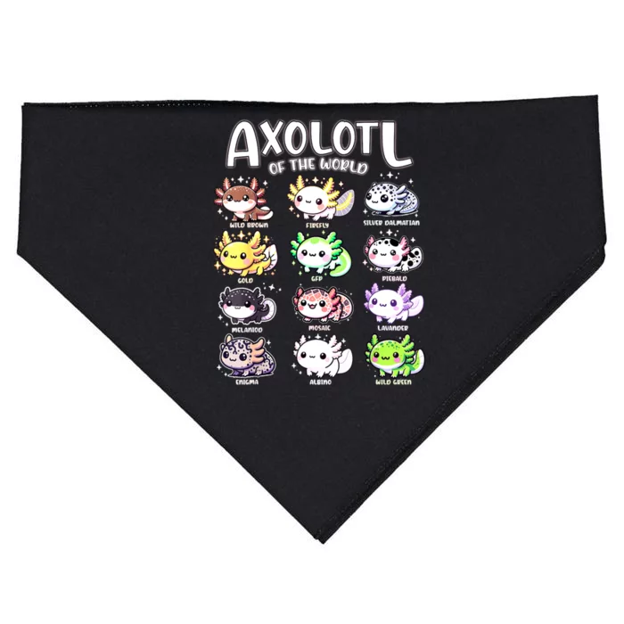 Axolotls Of The World Kawaii Types Of Axolotl Fish Amphibian USA-Made Doggie Bandana