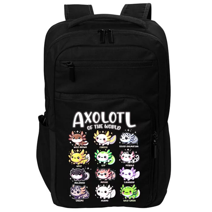 Axolotls Of The World Kawaii Types Of Axolotl Fish Amphibian Impact Tech Backpack