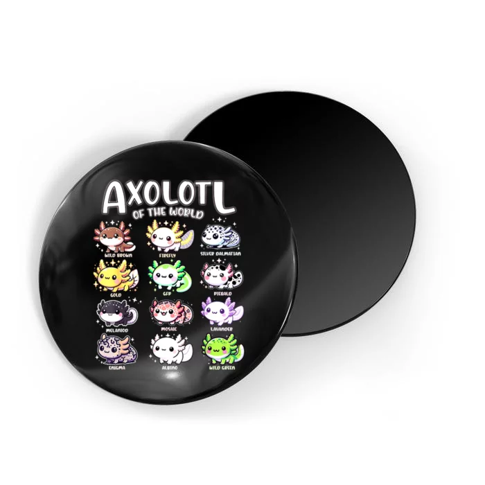 Axolotls Of The World Kawaii Types Of Axolotl Fish Amphibian Magnet