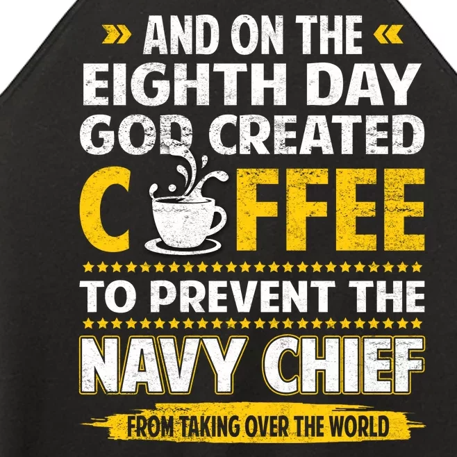 Chief And On The 8th Day God Created Coffee Na Vy Women’s Perfect Tri Rocker Tank