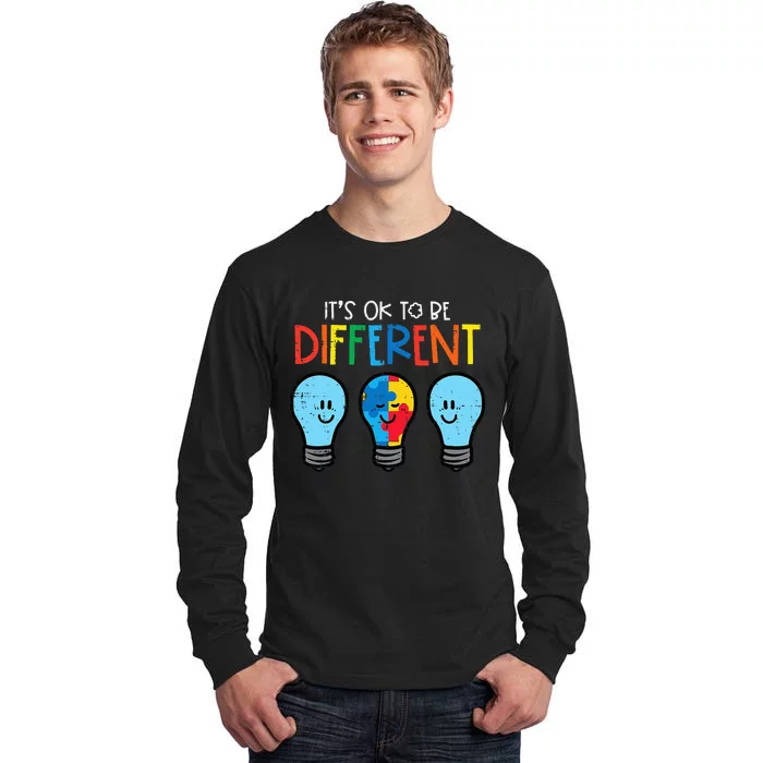 Autism Ok To Be Different Light Bulb Awareness Tall Long Sleeve T-Shirt