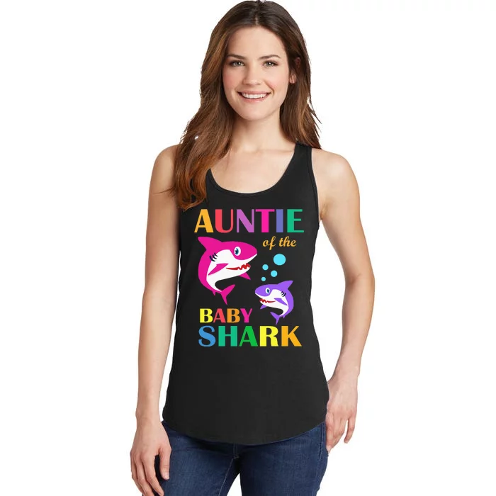 Auntie Of The Baby Birthday Shark Auntie Shark Mother's Day Ladies Essential Tank