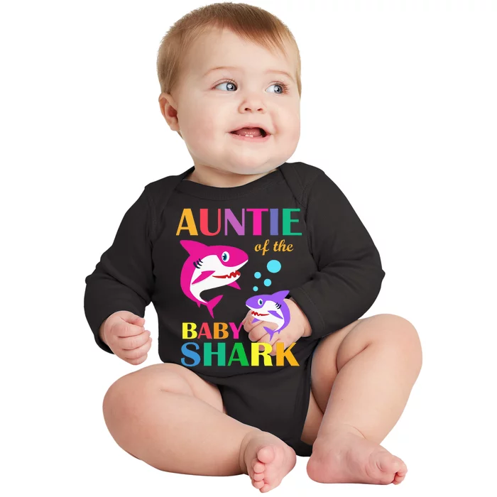 Auntie Of The Baby Birthday Shark Auntie Shark Mother's Day Baby Long Sleeve Bodysuit