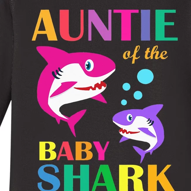 Auntie Of The Baby Birthday Shark Auntie Shark Mother's Day Baby Long Sleeve Bodysuit