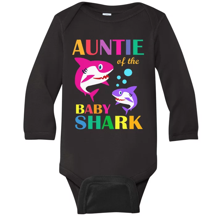 Auntie Of The Baby Birthday Shark Auntie Shark Mother's Day Baby Long Sleeve Bodysuit