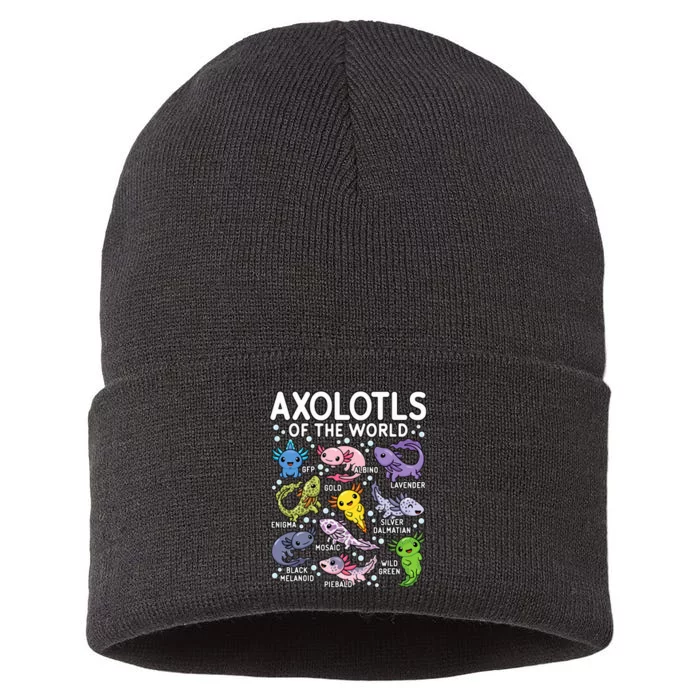 Axolotls Of The World Cute Kawaii Axolotl Sustainable Knit Beanie