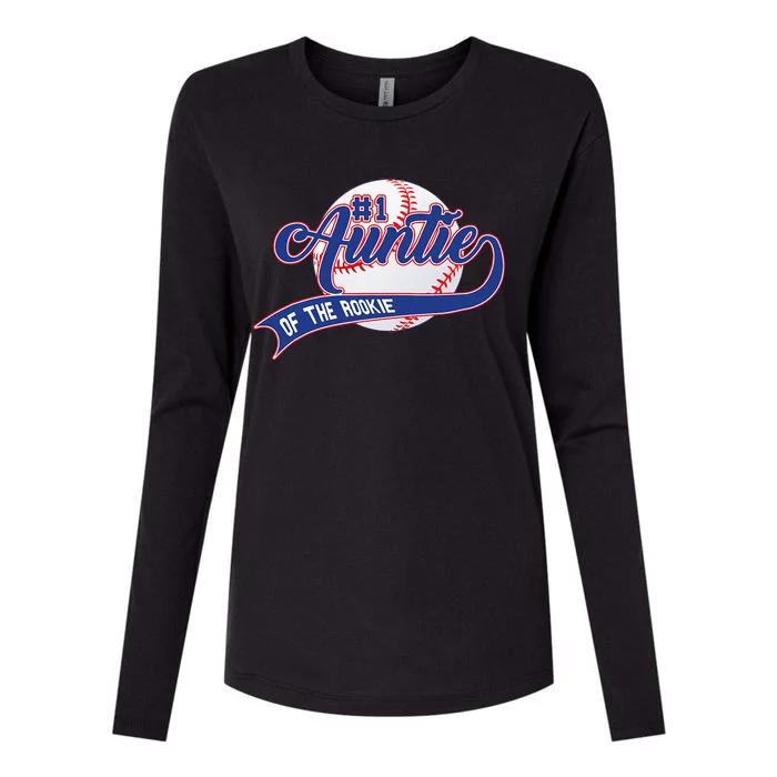 Auntie Of The Rookie 1st Birthday Baseball Family Rookie Womens Cotton Relaxed Long Sleeve T-Shirt