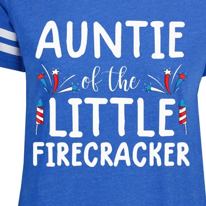 auntie of the little firecracker funny 4th of july Enza Ladies Jersey Football T-Shirt