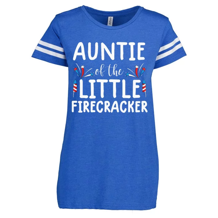 auntie of the little firecracker funny 4th of july Enza Ladies Jersey Football T-Shirt