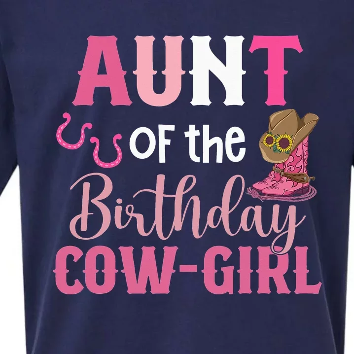 Aunt Of The Birthday Cow Rodeo Cow 1st Birthday Sueded Cloud Jersey T-Shirt